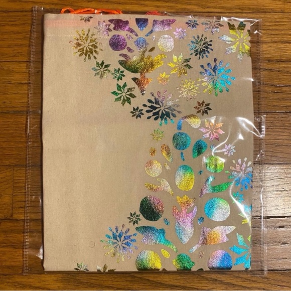 Free People Movement Rainbow Foil Tree Cotton Drawstring Gift Bag NWT - Picture 5 of 5